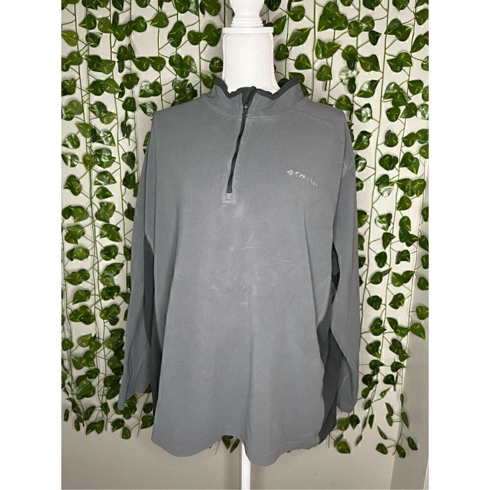 Columbia Gray Long Sleeve Mock Neck 3/4 Zip Pullover Fleece Jacket Size XXL